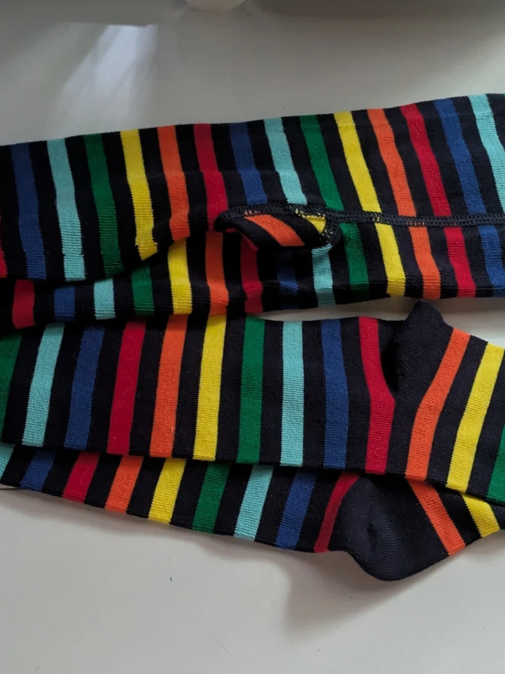 Primary Multicolor Tights with Rainbow Stripes